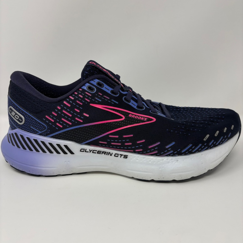 Brooks Glycerin GTS 20 Womens Size 9 Navy Blue Purple Running Shoes 1203701B460